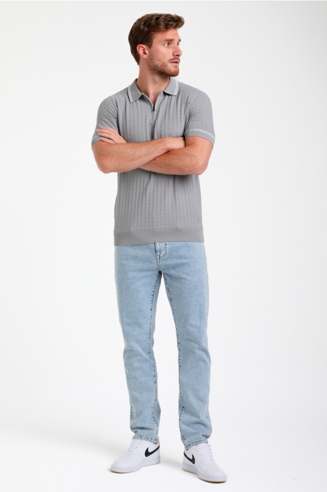 GESTRUCTUREERDE POLO 235525 605 grey melange